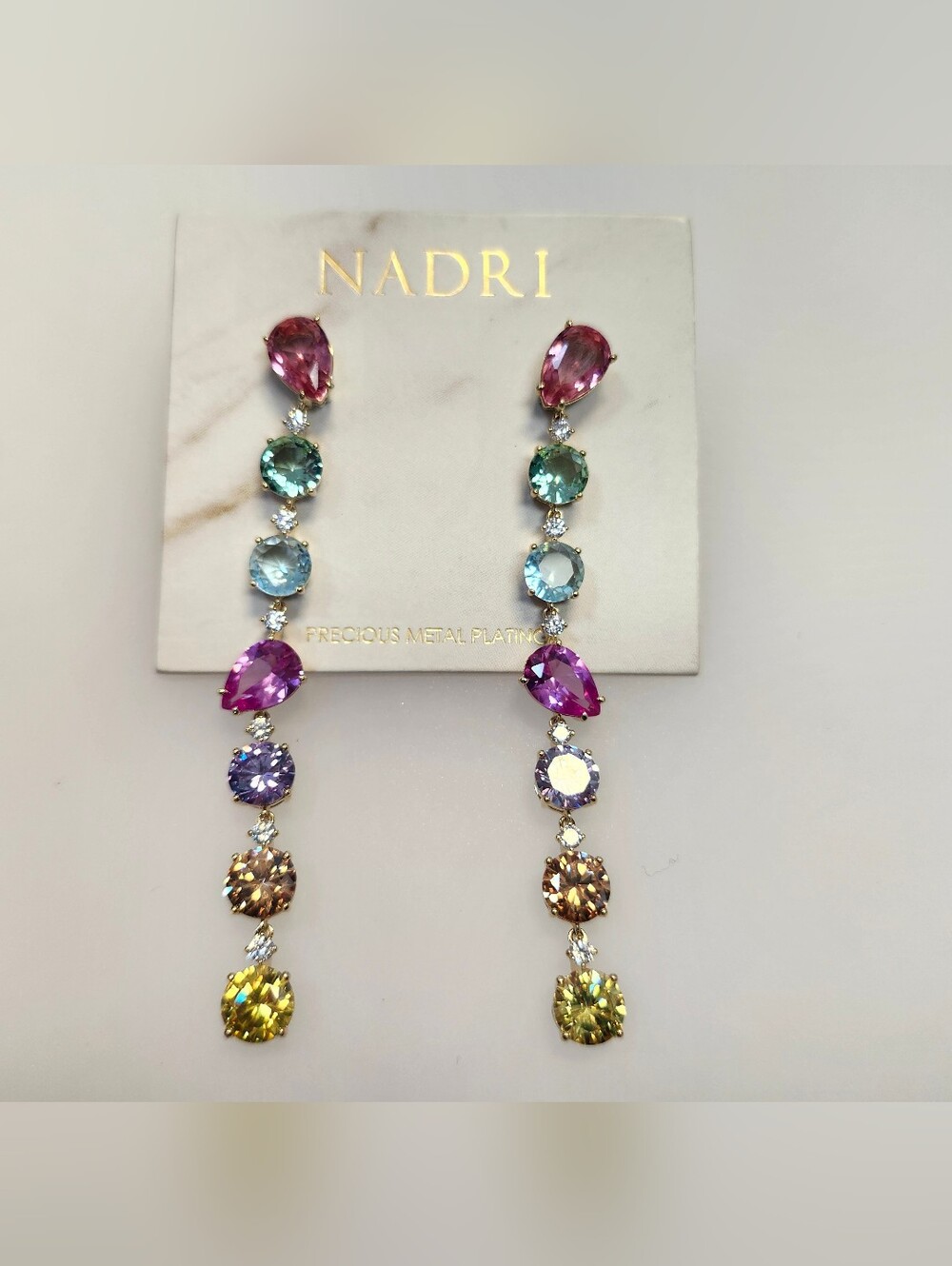 NWT Nadri Gold-Tone Mojito Mixed Cut Drop Earrings